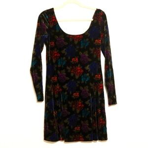 Betsey Johnson Vintage Velvet Dress – Floral Print – Size L